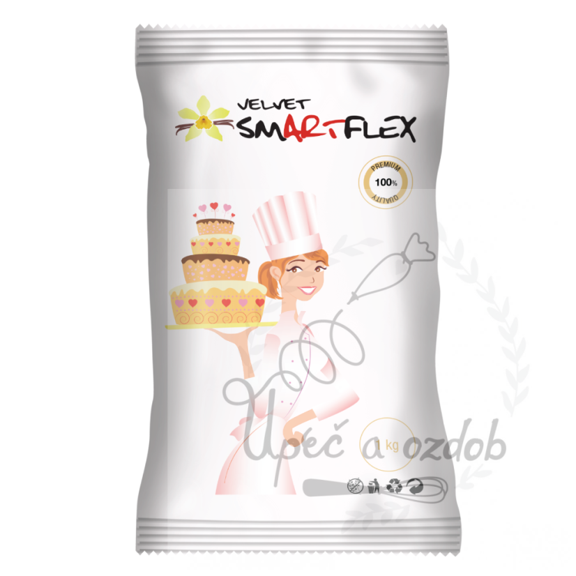 Smartflex Velvet Vanilka 1 kg v sáčku (Potahovací a modelovací hmota na dorty)