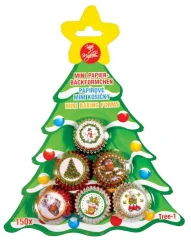 Papírové košíčky s 6 různýma elegantníma vánočními motivy