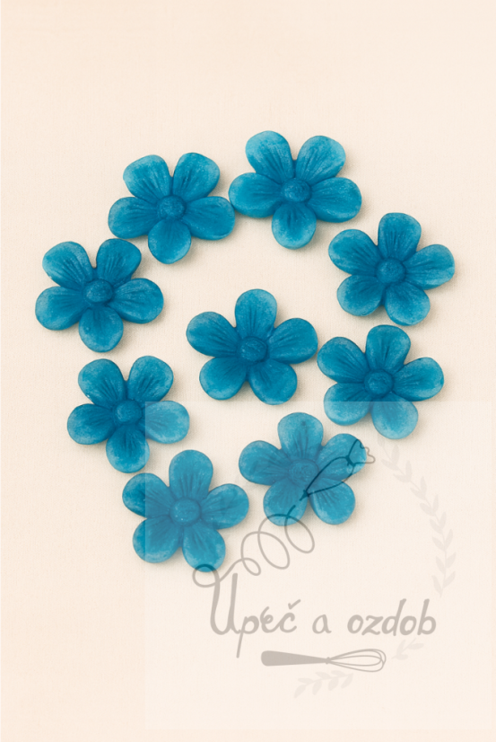 Fondánové kytičky modré se třpytkami – 12ks