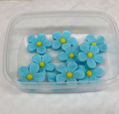 Fondánové kytičky modro-žluté – 10 ks