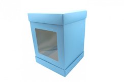 Vysoká krabice na dorty 31x31x35 cm - modrá