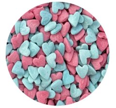Cukrová srdíčka růžová a modrá