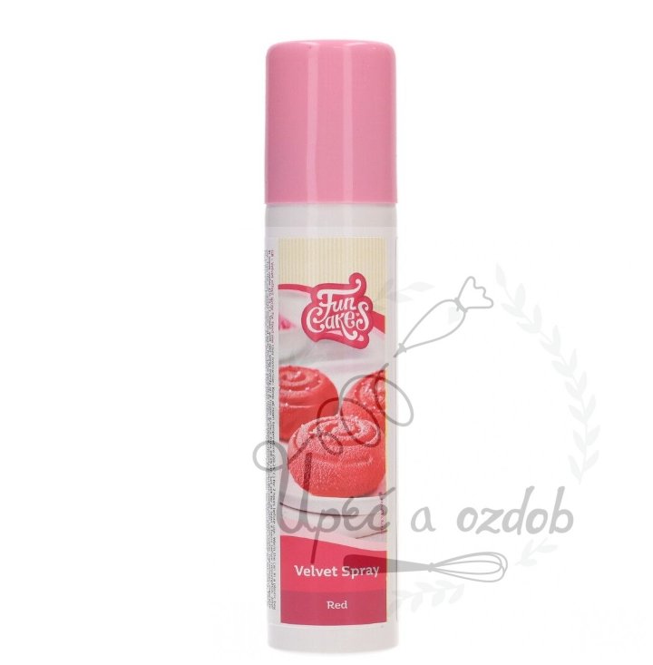 Sametový efekt sprej Funcakes - červený 100ml