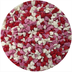 Cukrová srdíčka bílá, růžová a červená