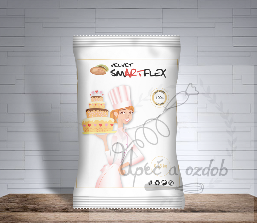 Smartflex Velvet Mandle 250 g v sáčku (Potahovací a modelovací hmota na dorty) Smartflex Velvet Mandle 250 g v sáčku (Potahovací a modelovací hmota na dorty)
