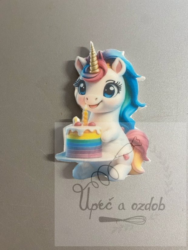 Jedlý zápich Jednorožec s dortem – Dortová dekorace 🦄🎂