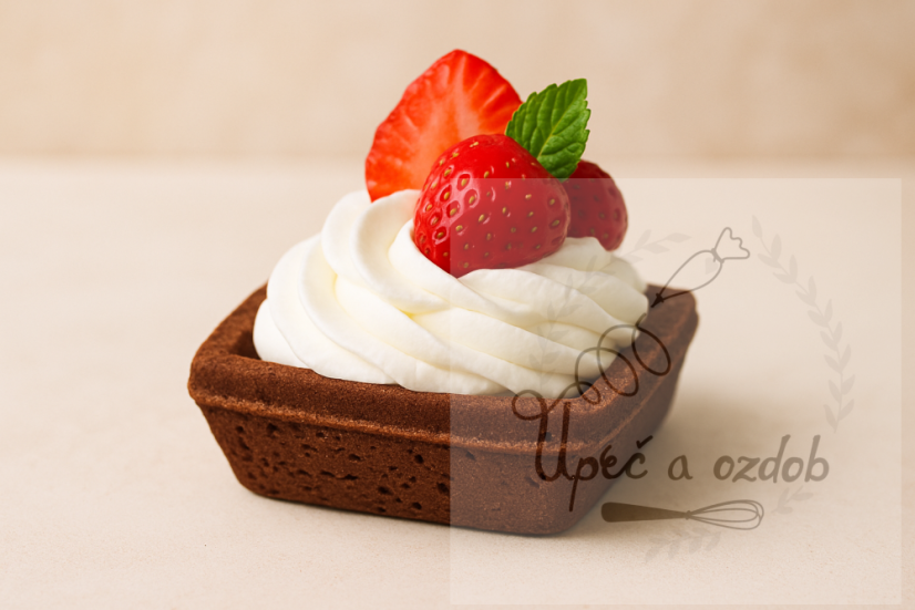 Košíček Tartellette linecký, čtverec 4,5x4,5cm - Kakao