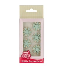 Cukrové zdobení sněhové vločky bíle a modré - 12ks