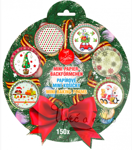 Papírové košíčky mini 150 kusů - vánoce