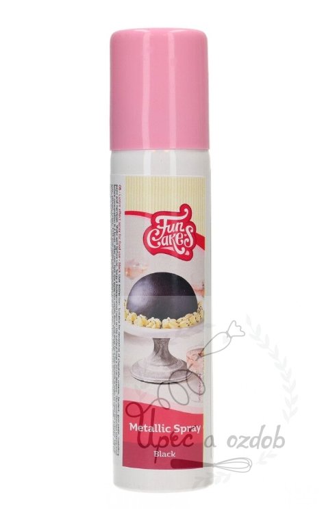 Metalická barva ve spreji Funcakes - Černá