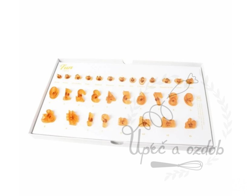 Vytlačovací abeceda číslice a speciální znaky písmena 2