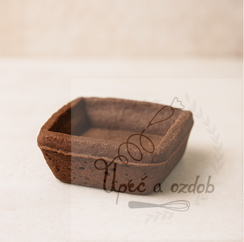 Košíček Tartellette linecký, čtverec 4,5x4,5cm - Kakao