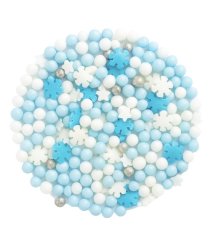 Cukrový mix vločky, kuličky a hvězdičky modro-bílý