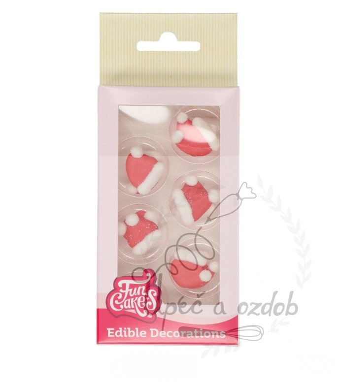 Cukrová vánoční sada čepičky - 12ks