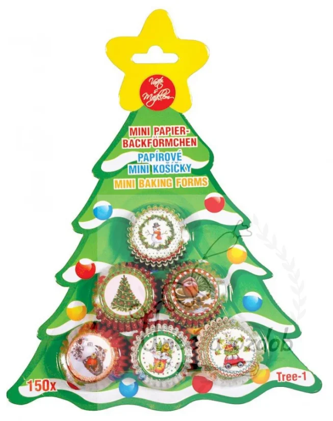 Papírové košíčky s 6 různýma elegantníma vánočními motivy