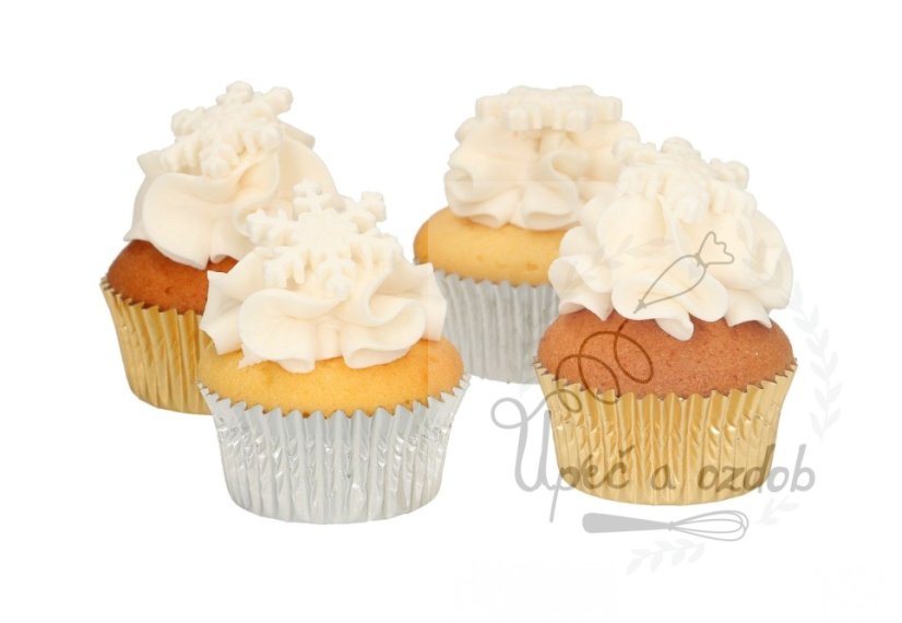 Cukrové zdobení sněhové vločky bíle - 12ks