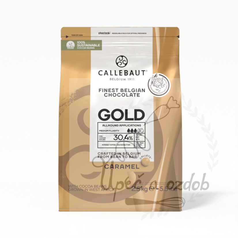 Callebaut Čokoláda bílá s karamelem 30,4% GOLD 200g