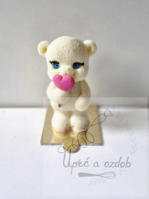 Čokoládová figurka - bílý medvídek s růžovým srdíčkem
