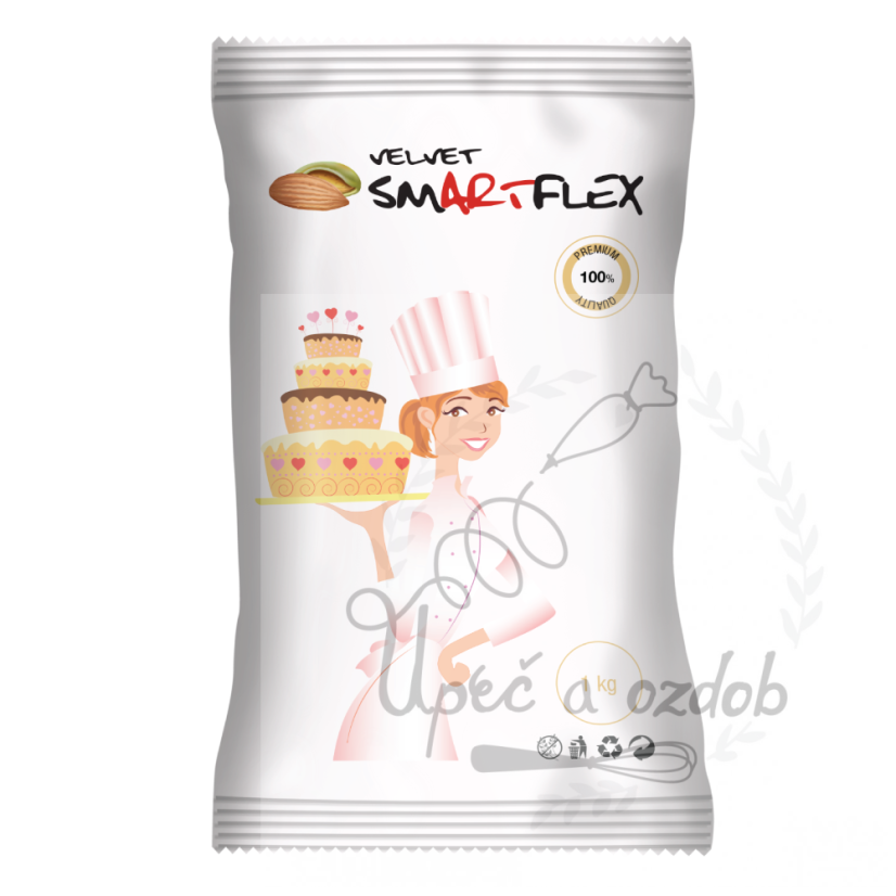 Smartflex Velvet Mandle 1 kg v sáčku (Potahovací a modelovací hmota na dorty)