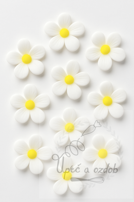 Fondánové kytičky bílo-žluté – 12 ks