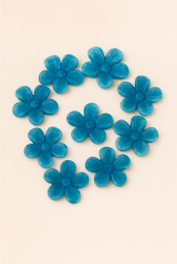 Fondánové kytičky modré se třpytkami – 12ks