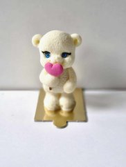 Čokoládová figurka - bílý medvídek s růžovým srdíčkem