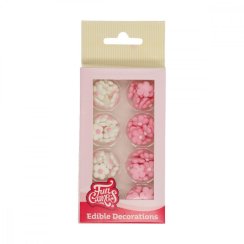 Cukrové zdobení FunCakes - květy mini růžové/bílé 64 ks