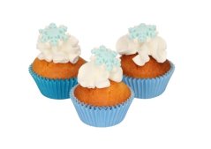 Cukrové zdobení sněhové vločky bíle a modré - 12ks