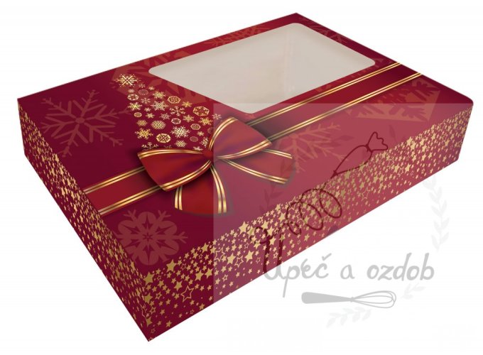 Krásná dárková krabička se skládacím oknem / krabička na cukroví Jumbo 36x22x5cm