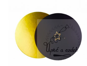 Podložka pod dort hrubá zlato-černá matná kruh 28 cm