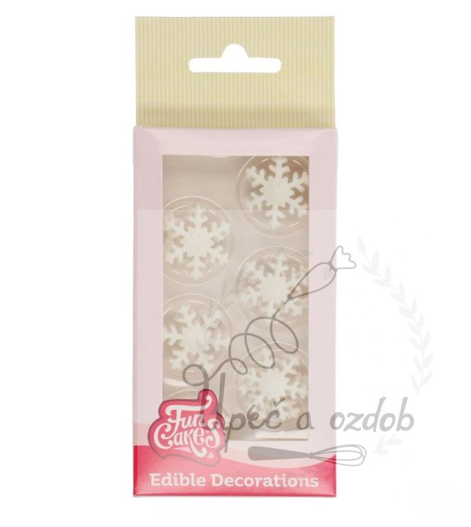 Cukrové zdobení sněhové vločky bíle - 12ks