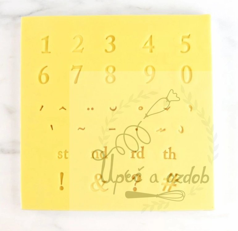 Vytlačovací abeceda číslice a speciální znaky písmena 2