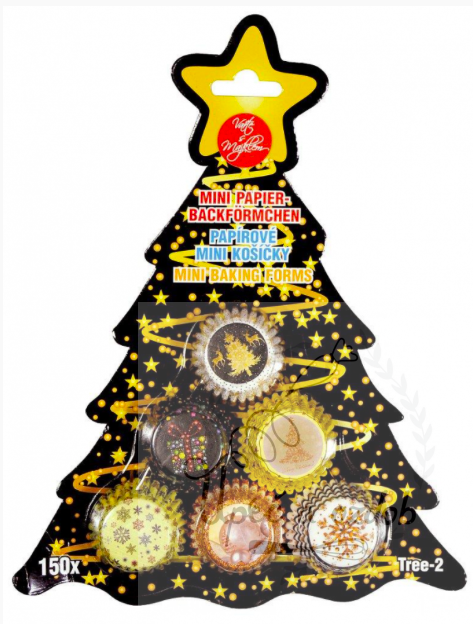 Papírové košíčky mini s vánočními motivy černý -150 kusů Papírové košíčky mini s vánočními motivy černý -150 kusů