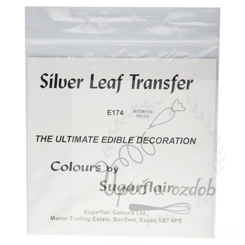 Sugarflair Transfer stříbrný (8 x 8 cm)